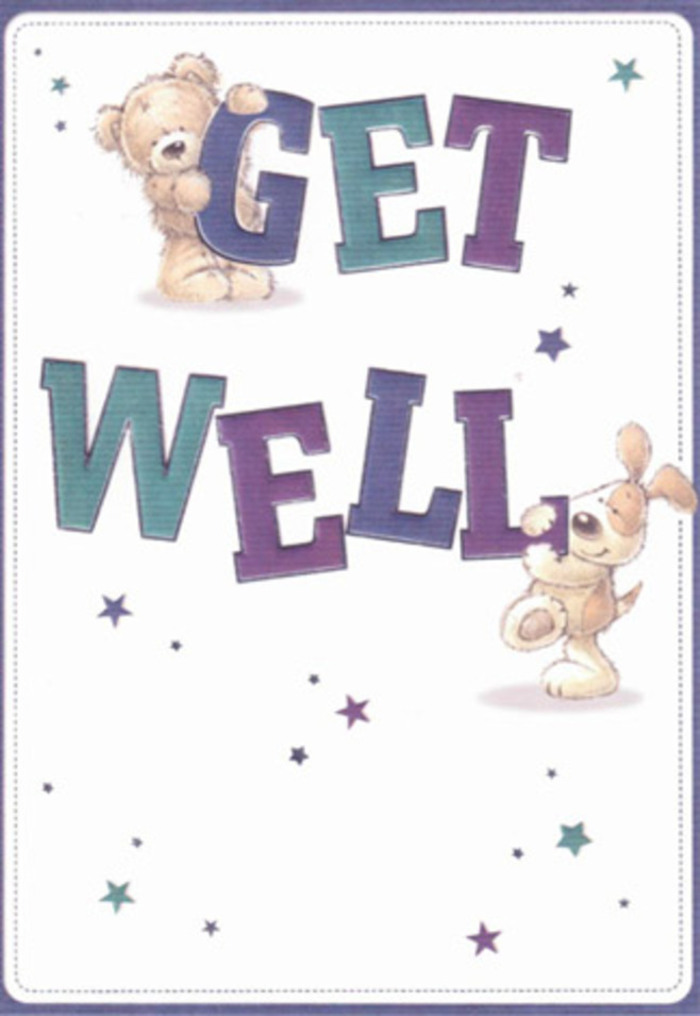 A gentle celebration of comfort unfolds across this get well card, infusing every detail with the caring spirit found along West Brompton's tree-lined avenues. The artwork features a fluffy bear and a playful puppy, their soft, textured coats rendered with sensitivity and care-so vivid you can almost sense their comforting embrace. Around them float playful stars in varying shades of blue, teal, and purple, dancing across the airy white canvas like encouraging thoughts shared in the heart of SW5. The bold typography, colored in rich indigo and sea-green, lends grounded energy to the design, reminiscent of the elegant bouquets prepared by florists at Flowers West Brompton for delivery around Old Brompton Road or Westgate Terrace. There's a tactile aspect to the scene: the pillowy curves of the bear, the velvety ears of the puppy, all carefully composed to evoke a sense of soothing touch and supportive friendship. Envision sending this card alongside a fresh bouquet-the combined gesture brightens the moment and extends a hand of heartfelt reassurance to someone in recovery nearby.