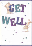 Full of cheerful optimism, this illustrated get well card exudes the warmth and caring spirit of West Brompton. Two delightful companions, a teddy bear with golden-brown fluff and a floppy-eared puppy, joyfully interact with the large, colorful 'Get Well' message at the heart of the card. The bold letters, glowing with hues of indigo and teal, emerge confidently from a soft cream background, while stars-scattered in bright shades of blue and purple-add a hint of wonder, echoing the charm of local gardens on a bright day in SW5. Every line and brushstroke is thoughtfully crafted, inviting you to imagine the gentle comfort of the animals' embrace, as well as the nurturing touch of a florist composing blooms for neighbors awaiting recovery. This card is more than a message-it's a vibrant gesture of kindness, perfect for sending hope and encouragement across West Brompton, whether to a friend recuperating on a quiet street or someone you care for near Brompton Cemetery.